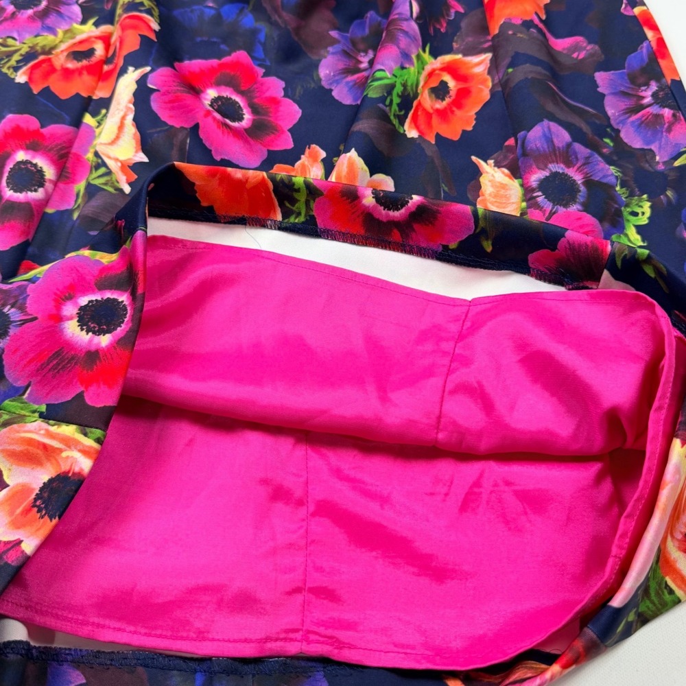 Alex Marie Navy One-Shoulder Floral Dress with Pink & Orange Blooms - Picture 2 of 12